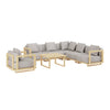 6 Seater Beige Aluminium Wood Effect Garden Sofa with Matching Coffee Tab FTR253