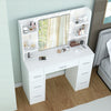 Large Dressing Table Wood Makeup Desk with Hollywood LED Mirror 7 Drawer Mxotkzj
