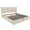 KING 5FT OTTOMAN STORAGE UPHOLSTERED BED FRAME WITH HEADBOARD & LED LIGHTS BEIGE