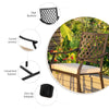 Bar Height Outdoor Bistro Set 3 Pieces Patio Bar Set W/ 2 Upholstered Bar Stools
