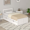 3ft Single Bed Frame with Drawers Solid Pine Wood Storage Bed for Bedroom White