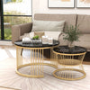 Nesting Coffee Table Set of 2 Living Room Round Stacking Side End Table Black