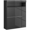 Wall Mounted or Freestanding Shoe Cabinet with 2 Flip Drawers, Black