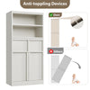 Bathroom Cabinet,51" Freestanding Storage Unit w/Doors&2-Drawer,White/Black/Gray