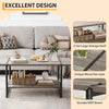 2-Tier Farmhouse41''Large Wood Coffee Table,Storage Shelf Rectangle Center Table