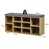 Wooden Shoe Bench Shoe Storage Rack Cabinet Organizer Seat Cushion-Natural