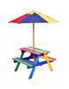 Kids Picnic Table Bench Set Children 4 Seat Activity Play Table with Umbrella