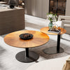 Set of 2 Round Vintage Wooden & Glass Nesting Side Coffee Tables Hallway Bedroom