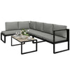 Outdoor Sofa 4-Piece Garden Furniture Set with Texteline Mesh, Dark Grey
