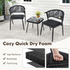 3 Piece Outdoor Wicker Furniture Set Patio Rattan Conversation Set with Table