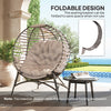 Egg Chair with Soft Cushion Steel Garden Basket Chair for Outdoor, Light Grey