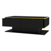 Coffee Table 100x50x40 cm w/ LED Lights & 3 Drawers Gloss Black for Living Room