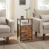 Bedside Table, Sofa Table, Nightstand with 2 Drawers, Industrial LET521B01