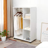 Open Wardrobe with Hanging Rail and Storage Shelves w/Wheels Bedroom-White