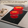Ceramic Hob 2 Zones, Electric Plug in Hob 30cm 2 Burners, 2800W 9 Power Levels