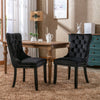 Set of 2 Velvet Dining Chairs with High Back Wooden Legs for Dining Room Kitchen