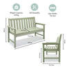 Garden Bench 2 Seater, Sage Green HDPE Outdoor Seating, Vonhaus