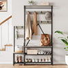Hall Tree w/Bench,10 Hooks,Shoe Storage,Freestanding Coat Rack for Hallway,Gray
