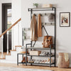 Coat Rack Shoe Bench with Storage Cubbies, Hooks & Top Shelf，Entryway Organizer