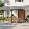 Outdoor Patio Wall-mounted 4.35 x 3(m) Gazebo Pergola, Aluminum Post, PC Roof