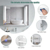 Double Door LED Bathroom Mirror Cabinet Cupboard With Side Shelves Wall Mounted