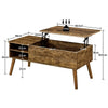 Lift Top Coffee Table with Storage, Rustic Living Room Table with Storage Shelf