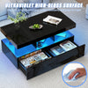 Coffee Table with LED High Gloss Black Coffee Table Centre 2 Drawers Rectangular