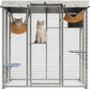 76in Large Walk-in Catio Outdoor Cat Enclosure Pen Run w/ Waterproof Cover Roof