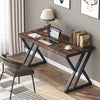 Writing Computer Desk, 140CM Home Office Executive Desk with Z-Shaped Metal Leg