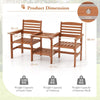 Wood 2-Seat Conversation Set Outdoor Patio Loveseat with Coffee Table