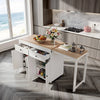 Extendable Kitchen Island on Wheels Rolling Storage Trolley w/ 2 Drawers 4 Doors