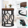 Round End Table, Industrial Side Table with Metal Hollow Frame for Living Room
