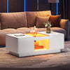 LED Coffee Table With Storage 2 Drawers Living Room Furniture High Gloss White