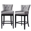 Linen Fabric Bar Stool Chair High Stools Breakfast Counter Padded Seat Wood Legs