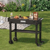 Outdoor Prep Table Foldable Shelf Mobile Kitchen Cart Rolling BBQ Grill Station