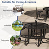 Outdoor Round Picnic Table & Bench Garden 115cm Coated Steel Table