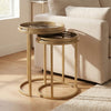 2-Piece Nesting Table Set - Modern Gold Frame with Decorative Marble Top