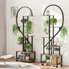 2 Pack 6 Tier Tall Plant Stand, Metal Plant Shelf with Detachable Wheels&Drawers