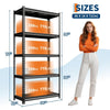 5-Tier Shelving Unit, 72" Heavy Duty Steel Storage Rack, Adjustable Garage Shelf
