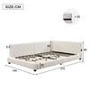 Upholstered Double Bed Frame 4ft6 Daybed w/ Headboard, Boucle, 135x190 cm, Beige