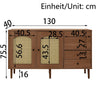 Storage Cabinet Rattan Doors & Wood Legs, 3 Drawers Sideboard Buffet Cupboard