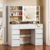 Dressing Table w/ Power Outlet 9 Drawer 10x Magnifying Mirror & Led Slide Mirror