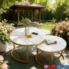 Round Coffee Table Set of 2 Stacking Side End Table Nesting Tables Marble Effect