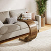 C-Shaped End Table, Wood Side Sofa Table for Living Room Bedroom, Rustic Brown