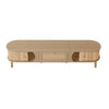 Solid Wood & Rattan TV Stand - Natural Style Cabinet with Doors & Drawers UK