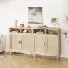 2Pcs Rattan Storage Cabinet Accent Kitchen Sideboard Buffet Cabinet with Doors