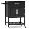 Rolling Kitchen Island Cart Mobile Serving Cart with Drawer-Black