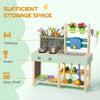 Mud Kitchen with Stove, Faucet, Storage Shelves, Flower Pots, Accessories, Blue