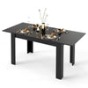 Extendable Dining Table Modern Kitchen Table w/ L-shaped Legs Black