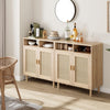 Set of 2 Modern Rattan Sideboard Cabinets – Buffet Storage with Shelves for Home